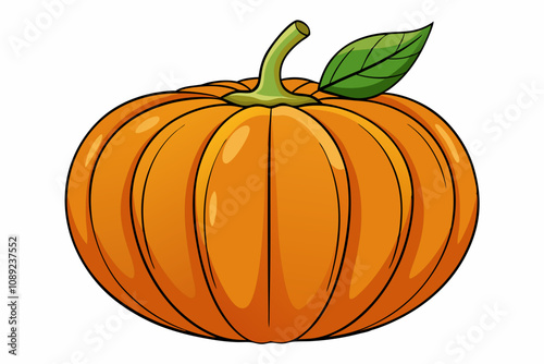 Big orange pumpkin single element white background vector illustration