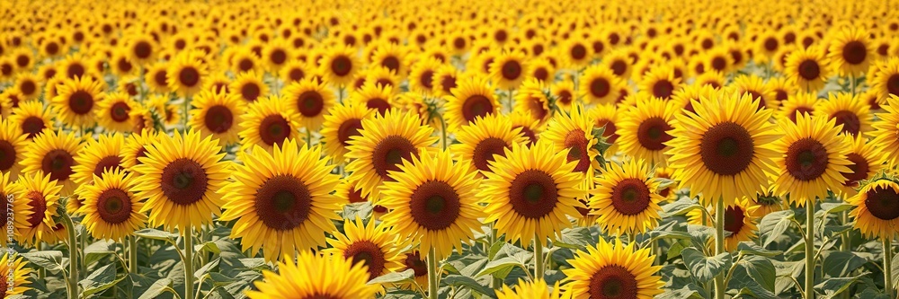 A vast expanse of sunflowers standing tall in a sea of golden petals, landscape, nature, farmland A vast expanse of sunflowers standing tall in a sea of golden petals, landscape, nature, farmland