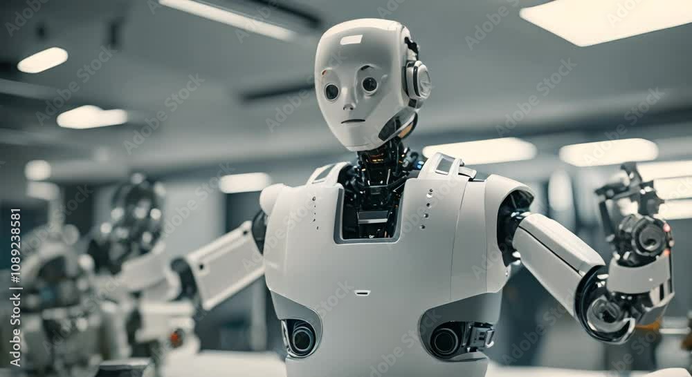 Robot con inteligencia artificial en un laboratorio, IA, AI, 
