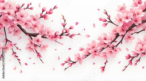 Sakura Petals on White Background