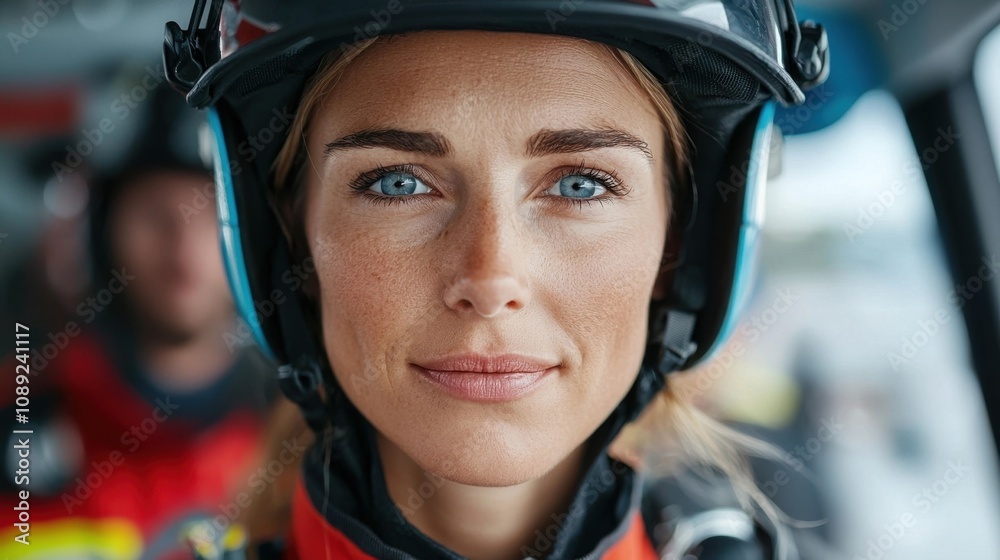 Closeup portrait of a focused and determined woman wearing a protective motorcycle helmet riding a powerful motorcycle on an outdoor adventure journey Capturing the thrill freedom Closeup portrait of a focused and determined woman wearing a protective motorcycle helmet riding a powerful motorcycle on an outdoor adventure journey Capturing the thrill freedom