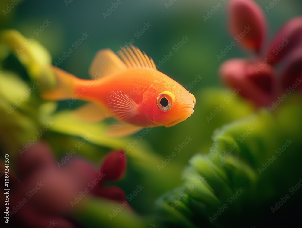 vibrant orange fish swimming in a lush aquatic environment vibrant orange fish swimming in a lush aquatic environment