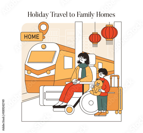 Lunar New Year. Flat Vector Illustration