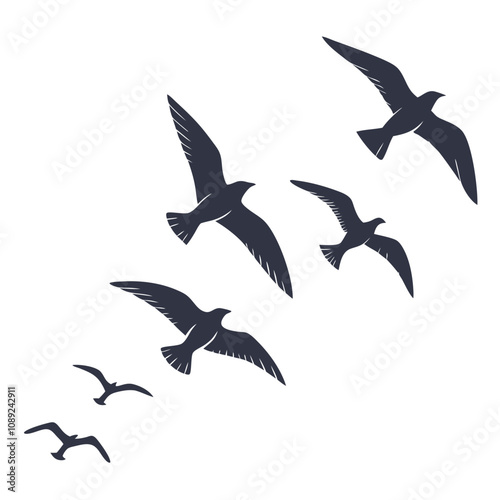illustration of a flying bird. Adobe Illustrator Artwork. Silhouette.