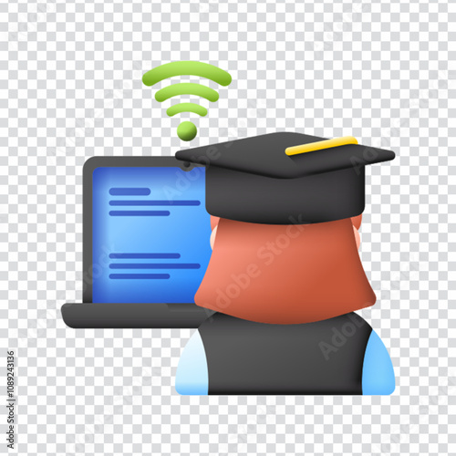 Clean and modern vector icon representing distance education, ideal for illustrating online learning, remote teaching, or virtual classroom environments. Perfect for use in e-learning platforms, mobil
