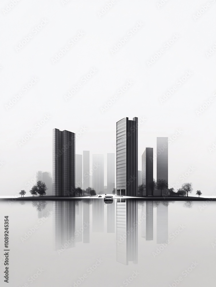 Naklejka premium Minimalist Capital Market Scene in China