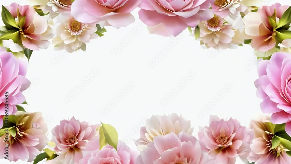 A beautiful floral arrangement featuring pink and white roses in a delicate frame. A beautiful floral arrangement featuring pink and white roses in a delicate frame.