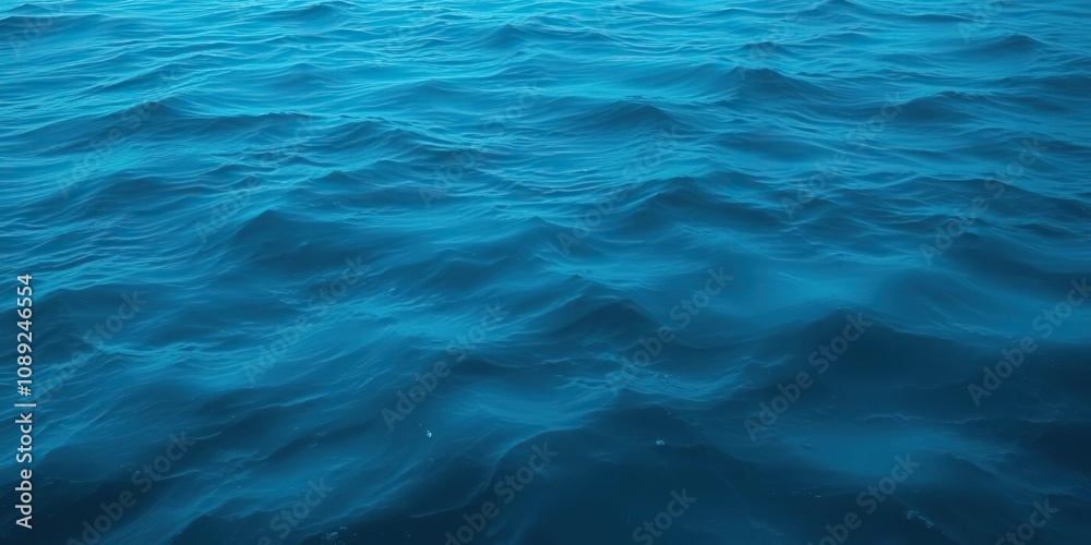 A vast ocean surface with undulating waves in a deep blue tone, resembling an otherworldly mist, wave, deep blue A vast ocean surface with undulating waves in a deep blue tone, resembling an otherworldly mist, wave, deep blue