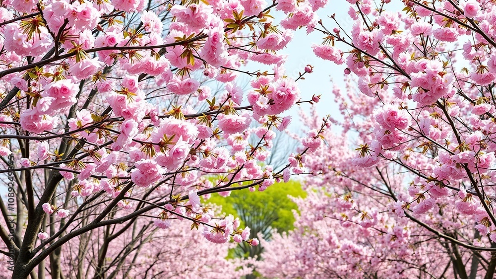 A vibrant mix of cherry blossoms and branches in a springtime tree grove, cherry blossoms, gentle A vibrant mix of cherry blossoms and branches in a springtime tree grove, cherry blossoms, gentle