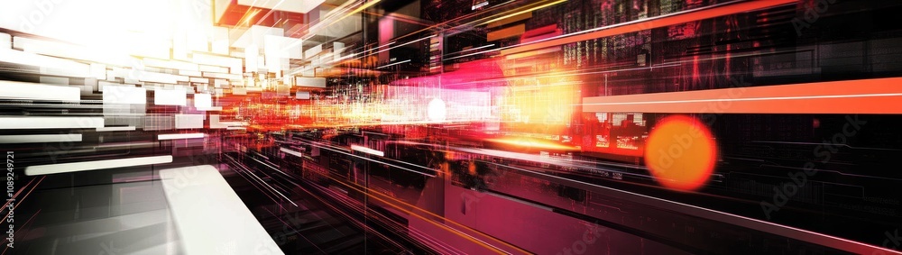 Abstract digital landscape with vibrant lines and light, suggesting speed and technology. Abstract digital landscape with vibrant lines and light, suggesting speed and technology.