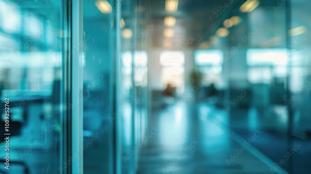 Blurred view of a modern office showing a collaborative atmosphere during work hours