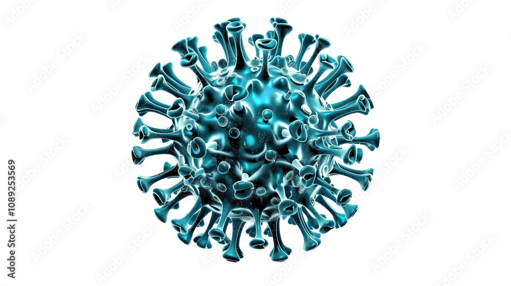 Fototapeta premium Mask and Virus Isolated on White Background - A Visual Representation of the Pandemic Struggle. The Mask Standing as a Symbol of Protection, Against the Invisible Threat of the Virus. The White Backgr