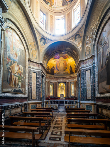 Interior at Basilica of Santa Prassede in Rome, Italy photo