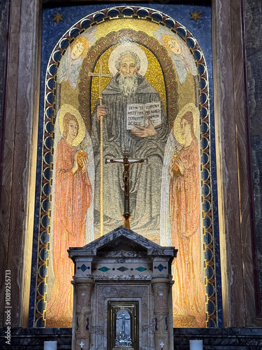 Interior at Basilica of Santa Prassede in Rome, Italy