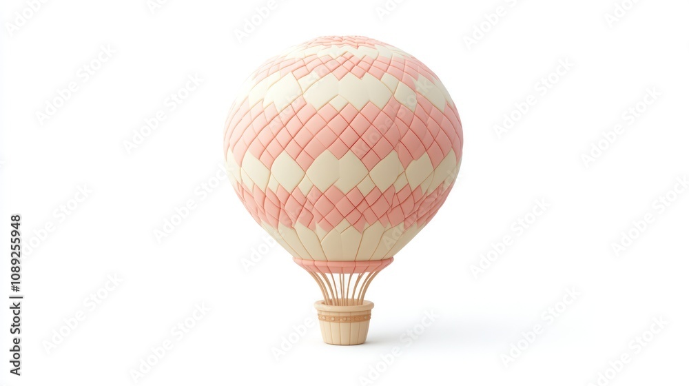 A stylized hot air balloon with a pink and cream pattern, symbolizing leisure and travel. A stylized hot air balloon with a pink and cream pattern, symbolizing leisure and travel.