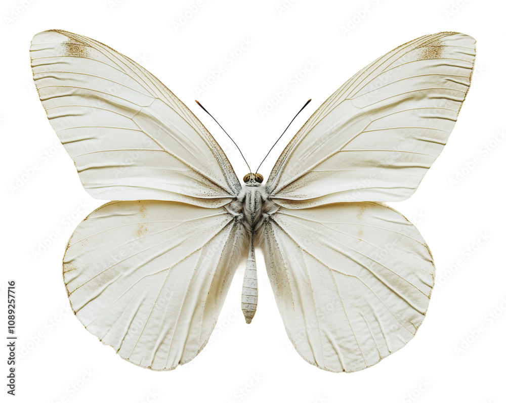 Fototapeta premium PNG White butterfly resting with wings spread wide