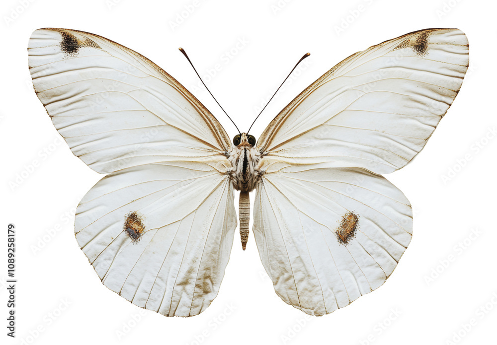 Fototapeta premium PNG White butterfly resting with open wings in nature