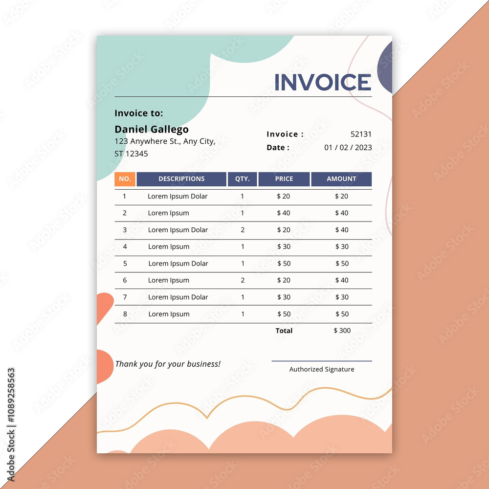Modern Professional Invoice Template Design Stock Photo | Adobe Stock