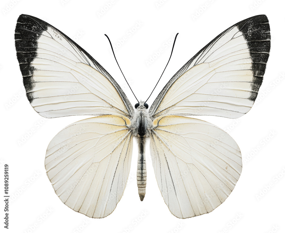 PNG Graceful white butterfly with black tips PNG Graceful white butterfly with black tips