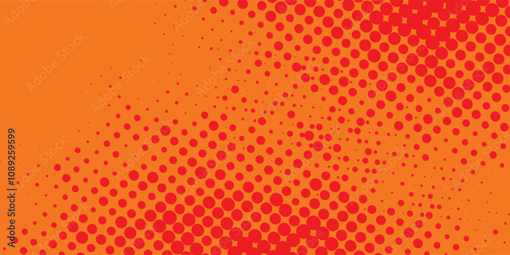 Dots halftone orange color pattern gradient texture with technology digital background.