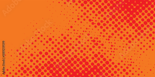 Dots halftone orange color pattern gradient texture with technology digital background.