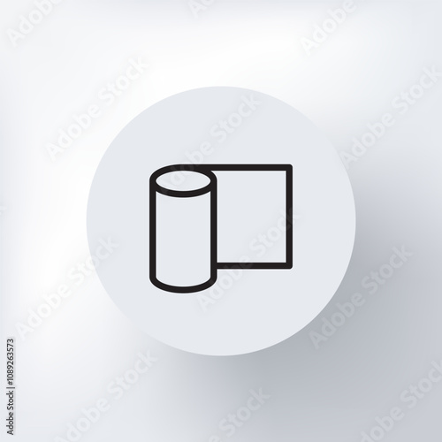 Linear icon of a roll of paper or medical bandage in a circle on a light gray background, minimalist style.