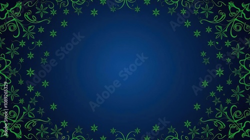 Deep blue background with intricate green star motif, creating a sense of mystique and wonder, cosmic theme, geometric pattern photo