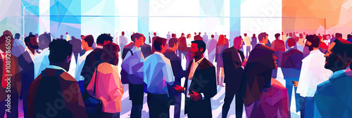 Networking Maze: A crowd of people engaged in lively conversation at a chamber of commerce event.