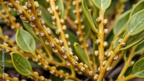 Close-up of Cistanche Tubulosa stems and leaves, close-up, stem photo