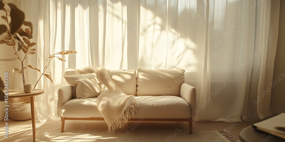Fototapeta premium Elegant and Cozy Modern Bedroom Interior Design with Stylish Decor, mockup, poster and Background