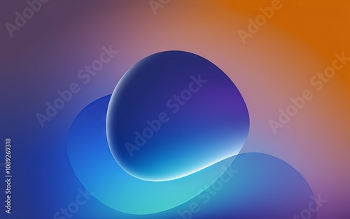 Abstract blue sphere design. Serene blue orb floats on a gradient backdrop evoking tranquility and balance.  A visual representation of peace. photo