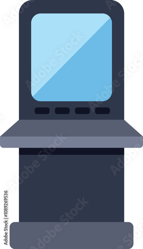 Atm machine showing a blank screen, ready for a customer to insert their card and perform a financial transaction