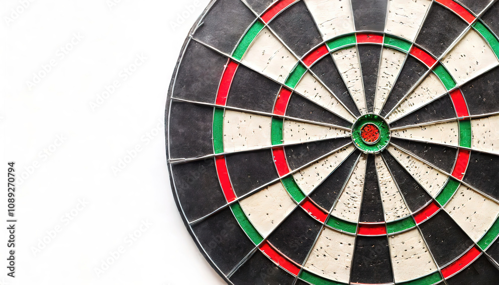 Darts or dart throwing is a competitive sport in which two or more players bare handedly throw small sharp pointed projectiles at a round target known as a dart board. Isolated on white background Darts or dart throwing is a competitive sport in which two or more players bare handedly throw small sharp pointed projectiles at a round target known as a dart board. Isolated on white background