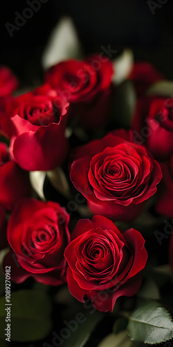 Bouquet de rosas vermelhas na suave luz da manhã