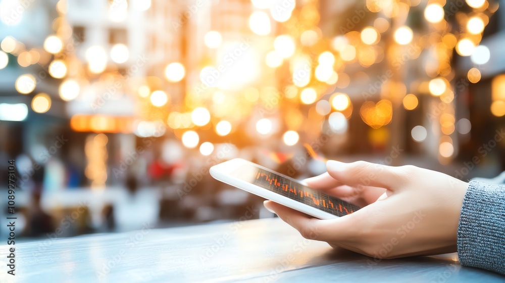Close-up of hands using a smartphone outdoors with a blurred bokeh light background, capturing the essence of modern digital communication and connectivity. Close-up of hands using a smartphone outdoors with a blurred bokeh light background, capturing the essence of modern digital communication and connectivity.
