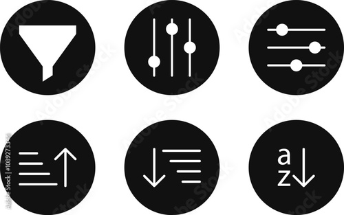 Content curation line icon set. Data funnel sign. Sand time media