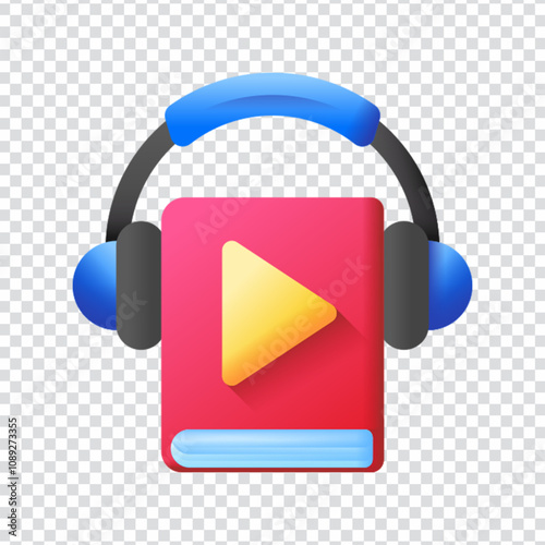 Clean and modern vector icon representing an audiobook concept, perfect for digital media, online libraries, e-learning platforms, and publishing services. Common design elements may include a book wi