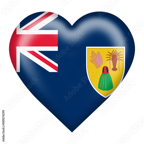 Turks and Caicos Islands flag heart button photo