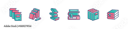 book stack icon set education pile of books signs vector school library study read journal literature document symbol illustration for web and app