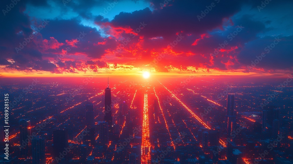 Obraz premium city landscape, night time, night city wallpaper