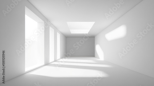 Wallpaper Mural Spacious minimalist interior featuring bright white walls and large windows that let in natural light, creating a serene and airy atmosphere. Torontodigital.ca