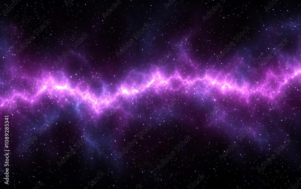 Obraz premium Abstract fractal, decorative sparkling violet cosmic clouds with soft blur on dark background , isolated on white background, , copy space, copy space for text,