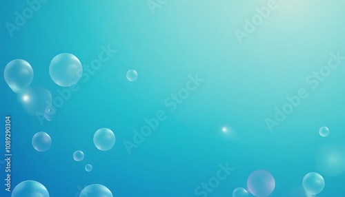 Bubbles on Demand Abstract bright soap bubbles floating in the air, on blue background,3