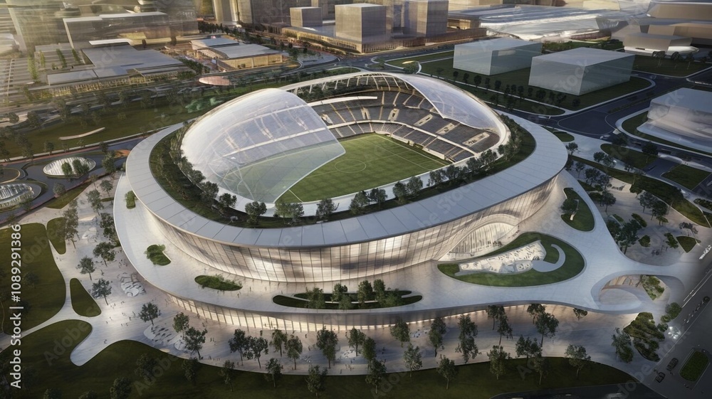 football stadium view and city football stadium view and city