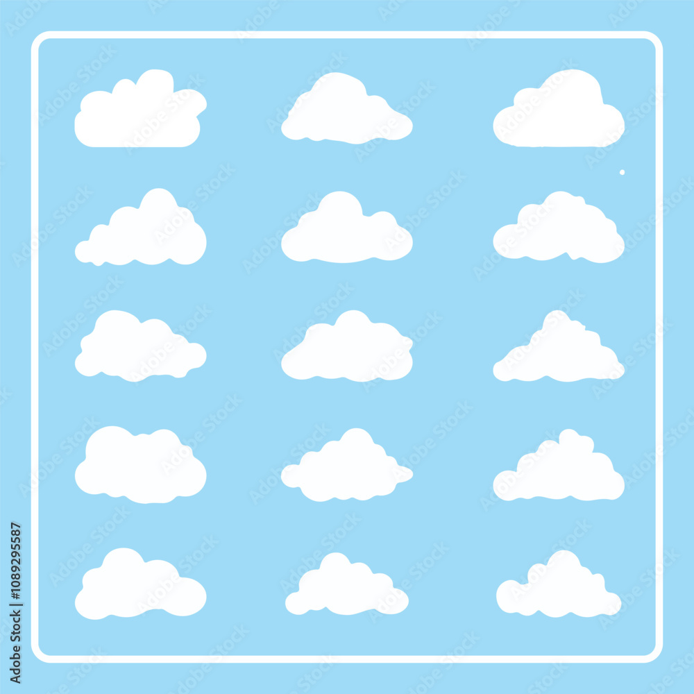 Collection of white cloud illustrations. Vector set of cartoon clouds in flat design
Collection of white cloud illustrations. Vector set of cartoon clouds in flat design