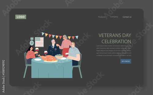 Salute to the Veteran. Flat Vector Illustration