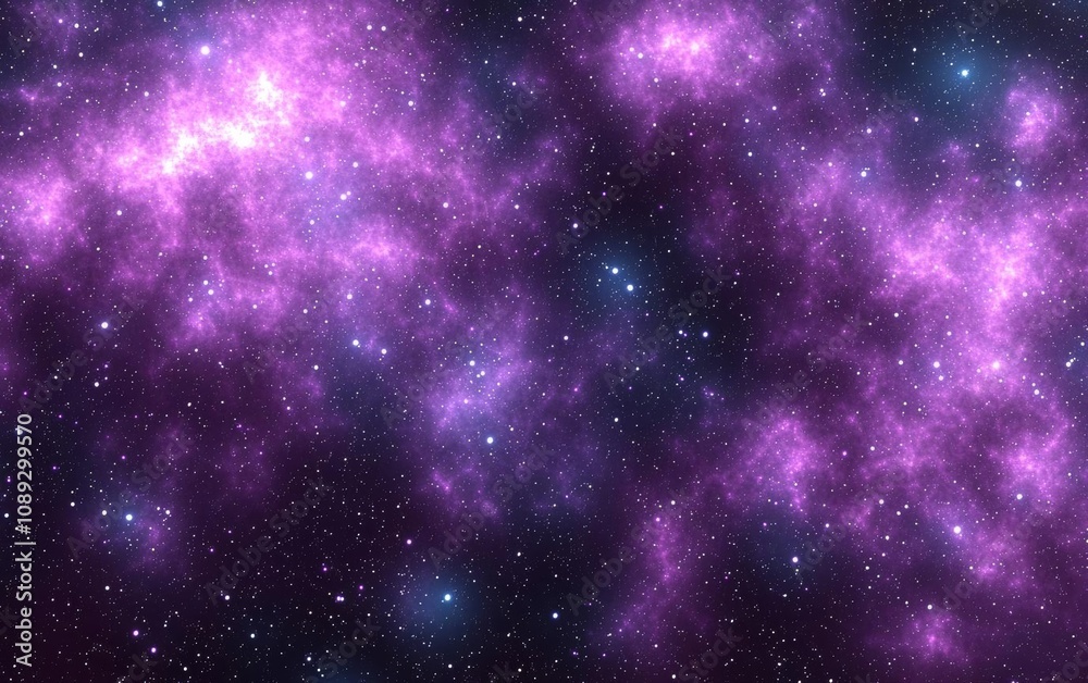 Naklejka premium Abstract fractal, decorative sparkling violet cosmic clouds with soft blur on dark background , isolated on white background, , copy space, copy space for text,