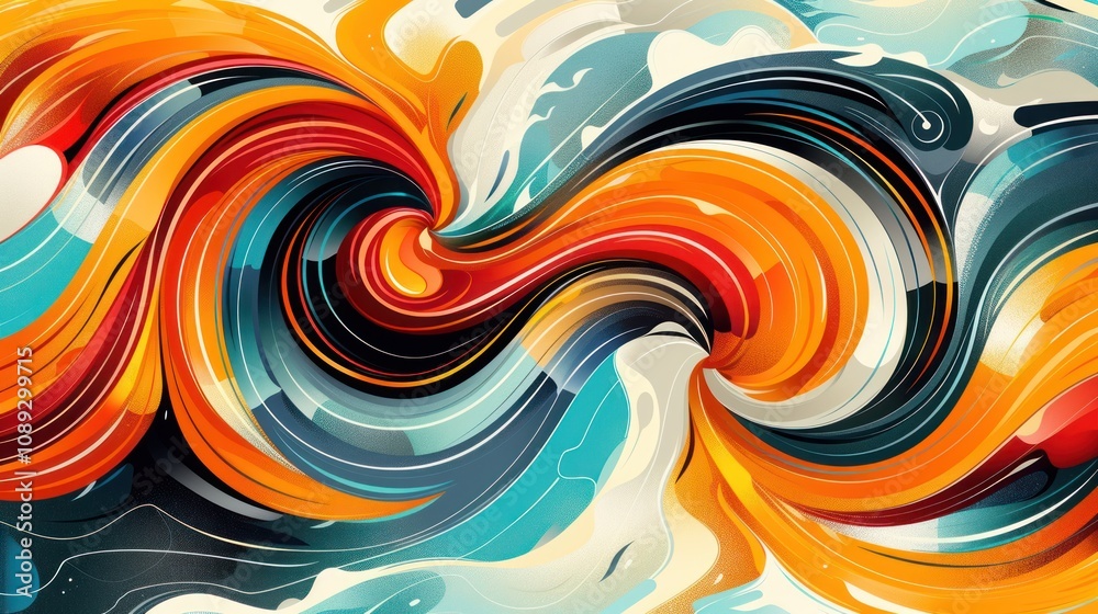 Fototapeta premium Abstract swirling vibrant colors, dynamic motion, fluid design.