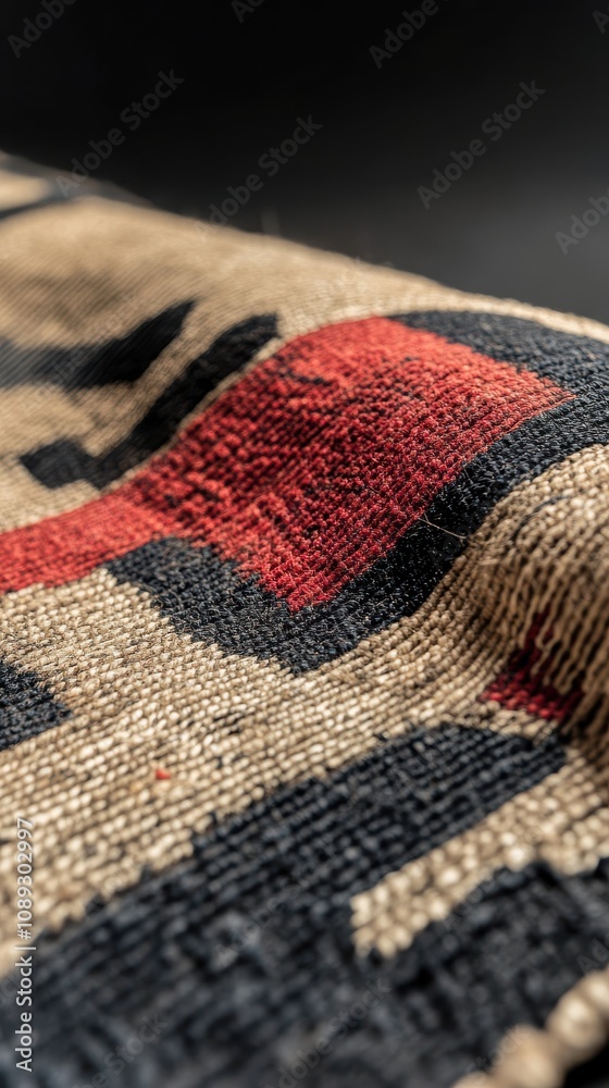 Fototapeta premium Close-up of a vibrant Native American textile highlighting its intricate craftsmanship