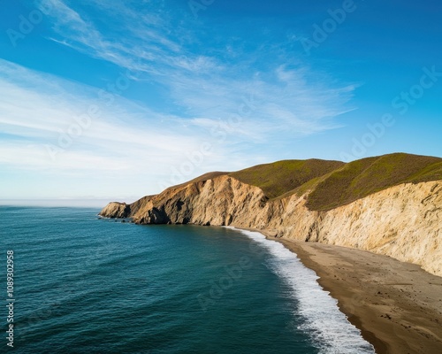 Foggy coastal adventure scenic beach exploration at a serene oceanfront location